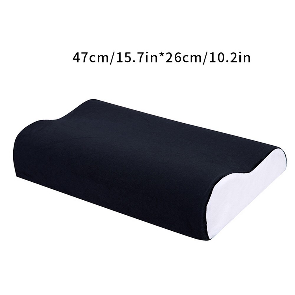 Volwassenen Hals Beschermen Memory Foam Kussen Met Effen Fluwelen Kussensloop Voor Slaapkamer Cervicale Gezondheidszorg Verbeteren Zacht Slapen: 50x30cm black white