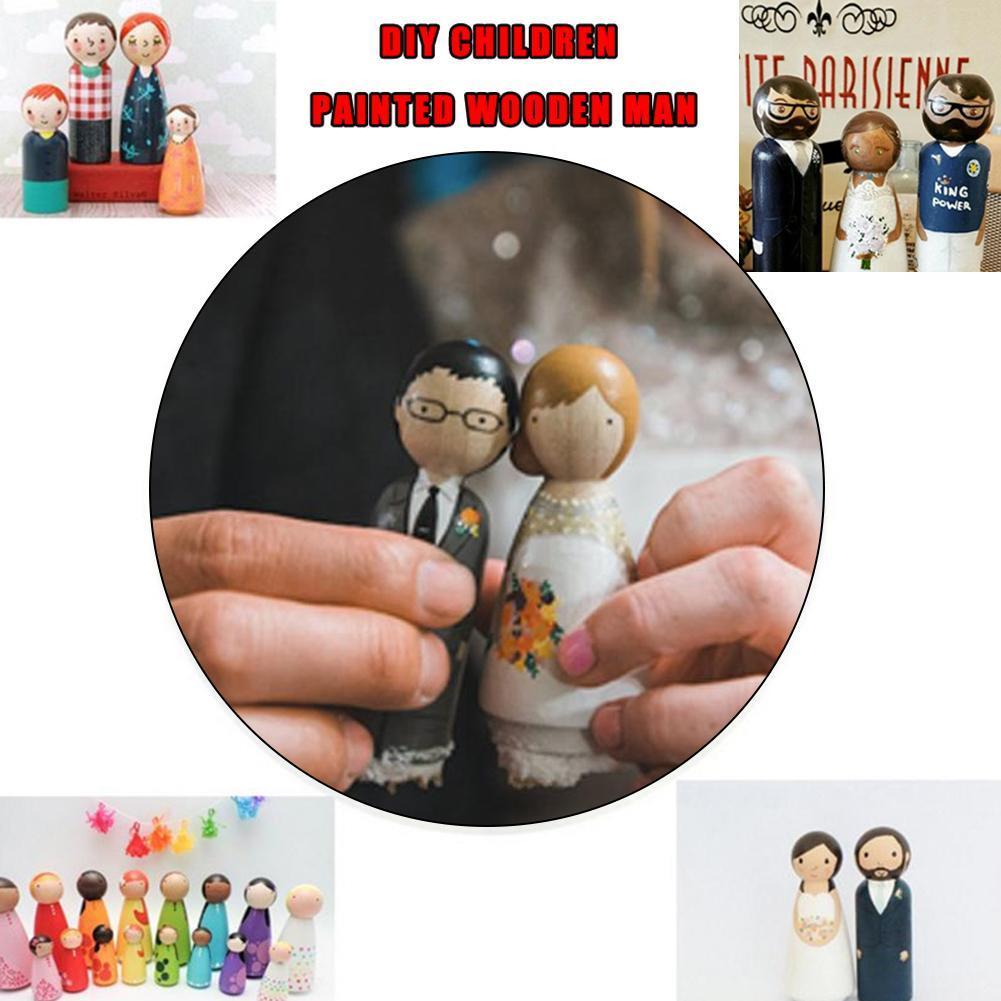 1 Uds. De muñecos de madera sin pintar, muñecos de Madera hechos a mano para hombres y mujeres, figuras artesanales, Graffiti de Color pequeño, juguete de madera W7Q5