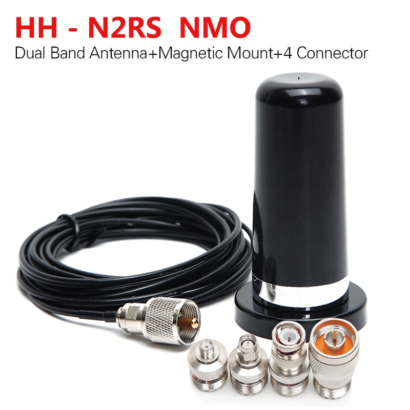 NMO Abbree HH-N2RS Dual Band Antenna 5M Coaxial Cable Magnetic Mount and Adapter for Baofeng UV-5R Yaesu Tyt Walkie Talkie