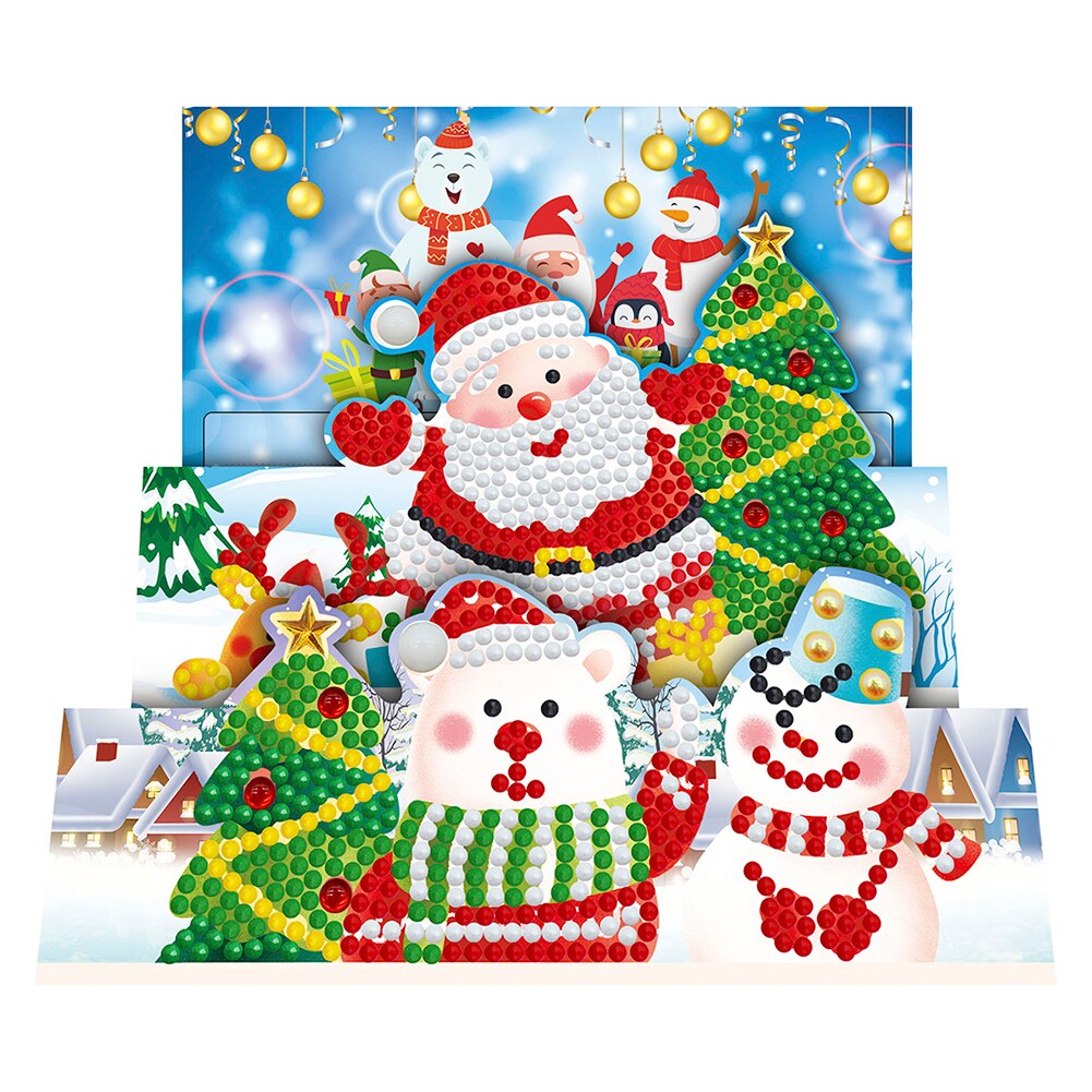 8Pcs DIY Xmas Diamond Painting Greeting Card Kits Santa Claus Special-shaped Diamond Drawing Cross Stitch Postcards