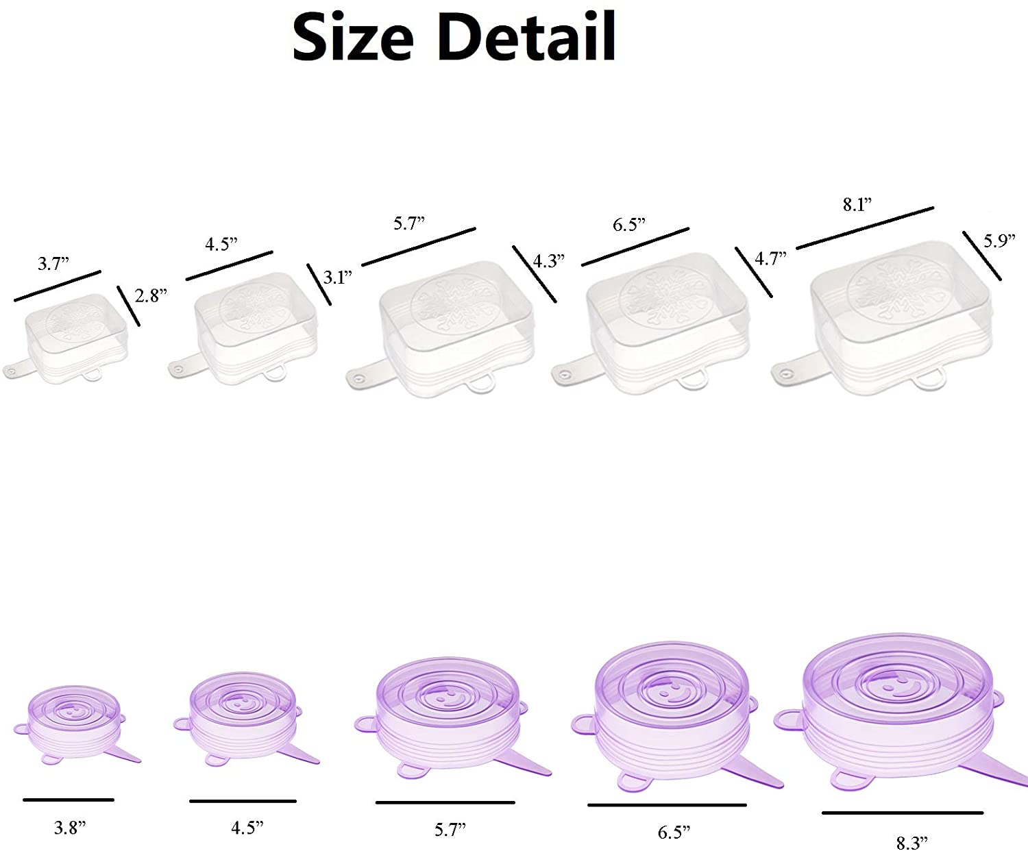 Couvercles alimentaires extensibles en Silicone, Pack de 10, sans BPA, réutilisables, durables, pour le stockage des aliments, pour bols, blanc, violet