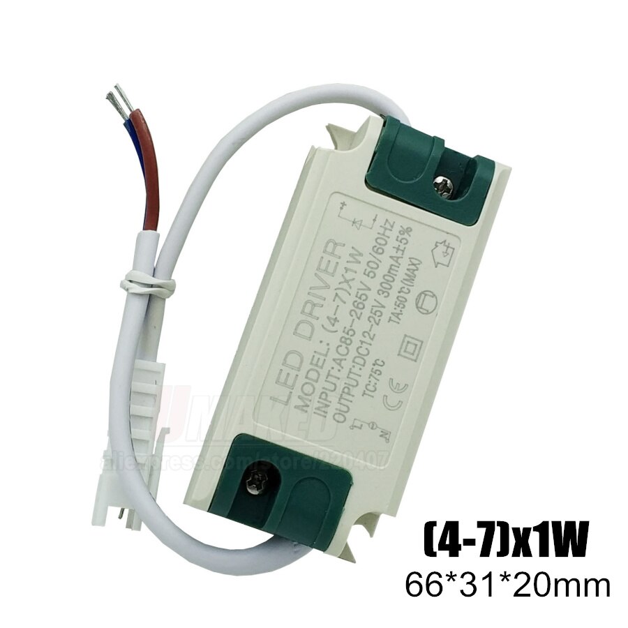 1-36 W Sichere Kunststoff Shell Led-treiber Eingang AC90-265V Licht Transformator Konstante Strom 300mA Netzteil Adapter für led Lampen: (4-7)x1W / 10PCS