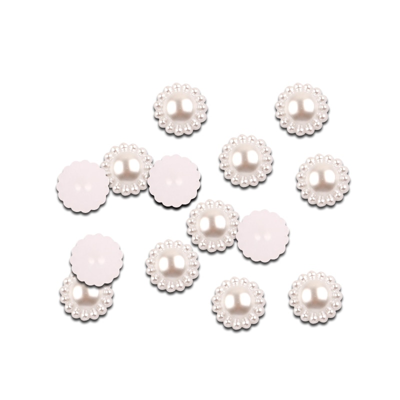 100 stk hvide runde perler 12mm perler craft cabochon flatback dekoration udsmykning til scrapbog håndarbejde tilbehør
