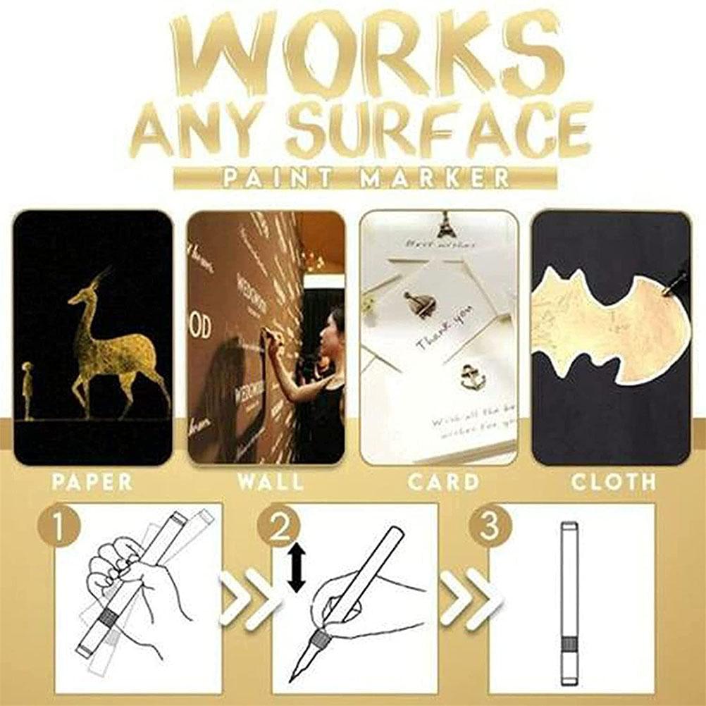 3Pcs Liquid Mirror Chrome Marker Gold Chrome Silver Model Gloss Paint Marker Pen