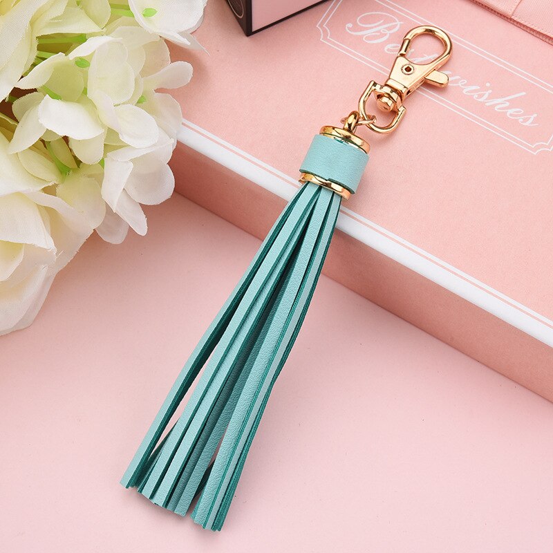 PU Tassel Pendant Imitation Microfiber Long Tassel Diy Luggage Jewelry Accessories Key Chain Leather Tassel: Light blue