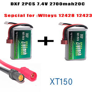 2PCS DXF RC Lipo Batterie 2s 7,4 V 2700mAh 4200mah 20C Max 40C Für Wltoys 12428 feiyue 03 JJRC Q39 upgrade teile: 2PCS 2700mah XT150