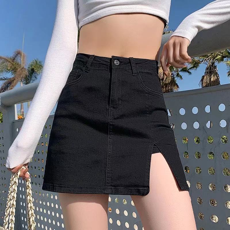 Jupe courte en Denim taille haute pour femmes, été 2022: black / S