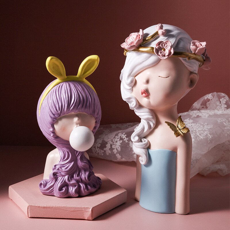 Nordic Smart Kind Beeldjes Hars Baby Ornamenten Home Decor Miniatuur Lente Bloemen Beeldjes Bruiloft Woondecoratie