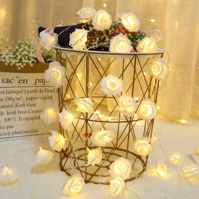 Merry Christmas 1.5M Colorful LED Snowflaker LED Garland String Lights Battery Powered Year Fairy Lights Garlands: rose warm
