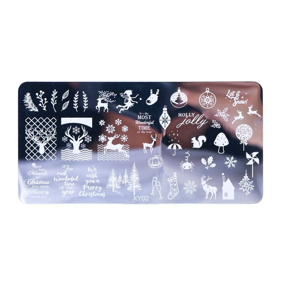 1 Uds. De placas de estampación de uñas, sellos de flores de Navidad, Animal Nail Art, estampado de imágenes, plantilla de Manicura, , plantilla para impresión JIXY01-08: XY02