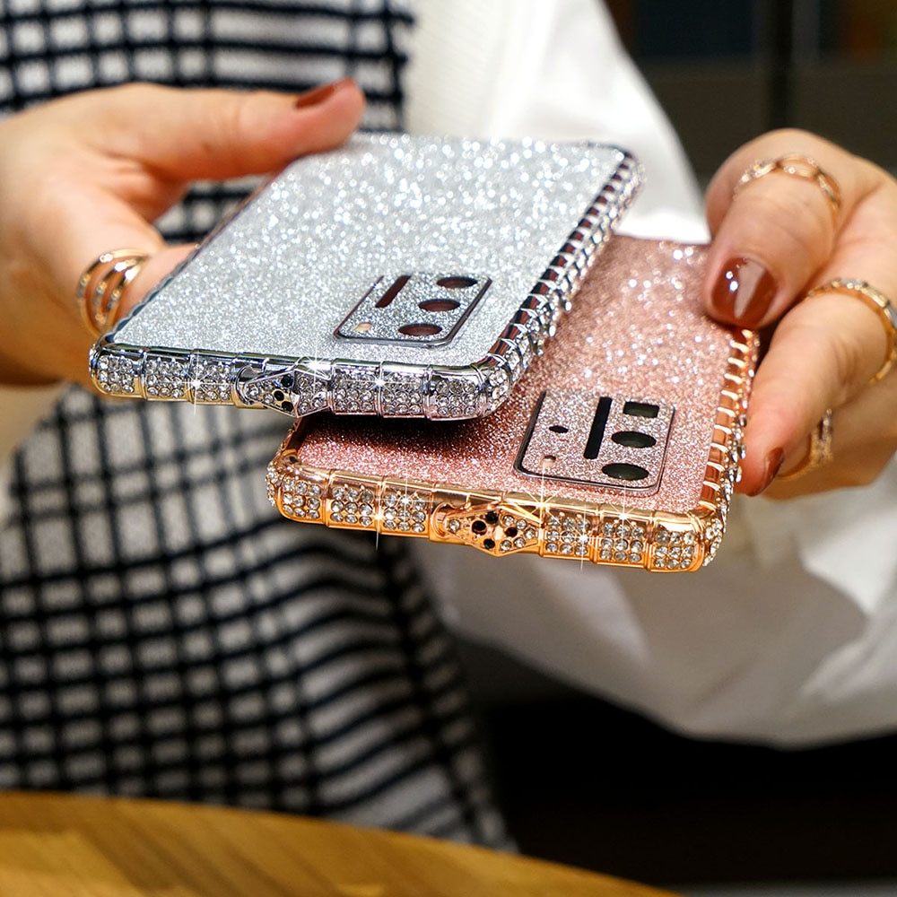 Luxo strass caso de metal amortecedor para huawei p40 pro caso bling glitter cristal diamante p40 capa coque para huawei p40 funda