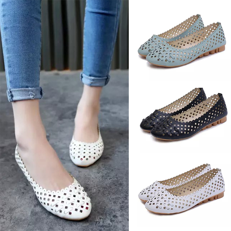 Zomer damesschoenen instappers platte schoenen uitgesneden sandalen comfortabele dames flats zwarte loafers damesschoenen zapatos mujer 6936