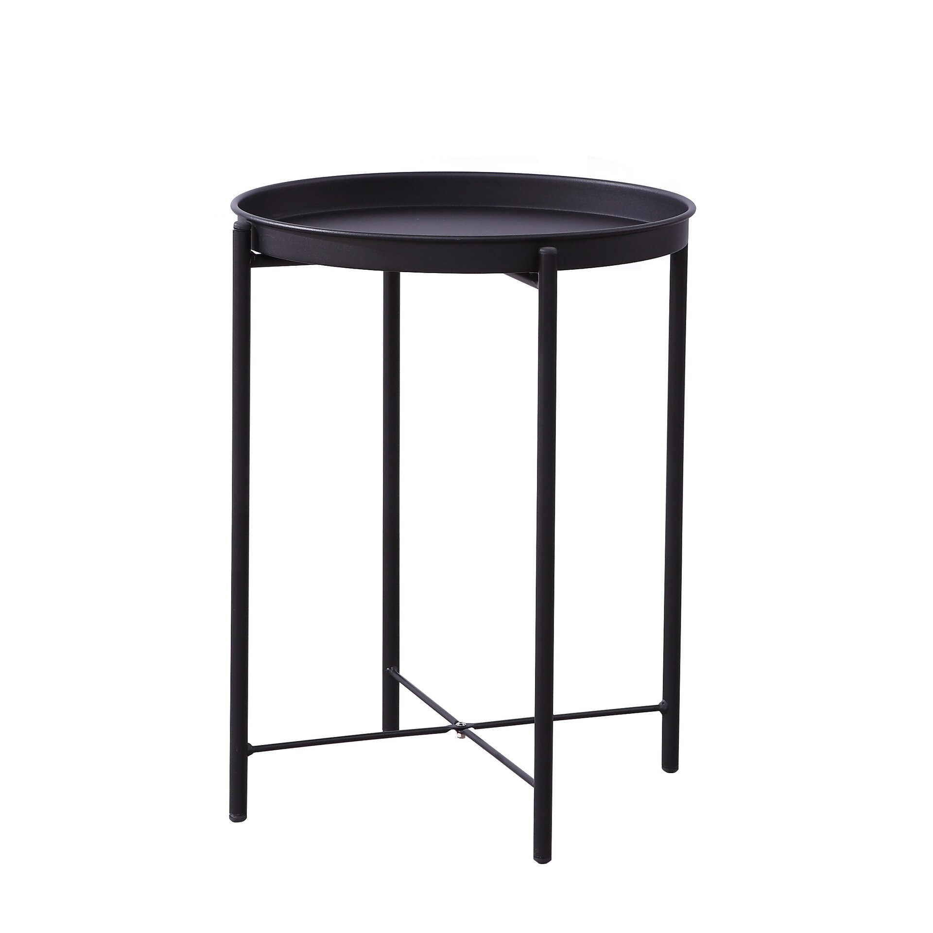 Nordic modern minimalist round mini small coffee table corner table simple bedside round small side table: Sand Pattern Black