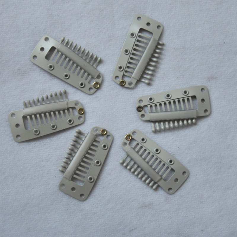 3.8cm 10T-Tube Stainless Steel Snap Wig Clip For Machine Weaving Extensions Hair Extensions Comb