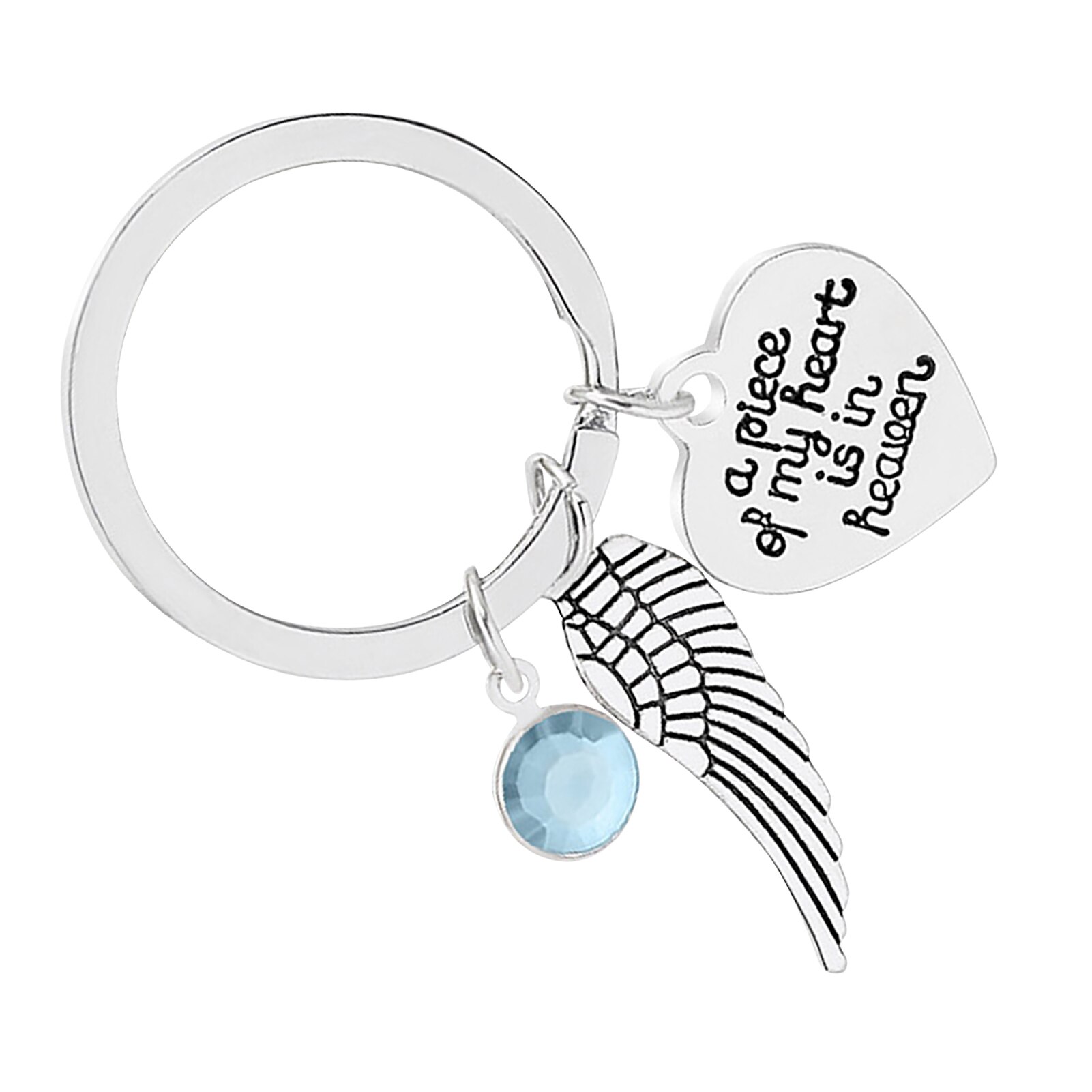 Memorial Keychain A Piece of My Heart is in Heaven Angel Wing Key Chain Memorial Dad Keychain Loss of Father Sympathy: 01