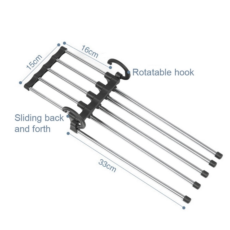 5 In 1 Rvs Magic Broek Rack Multi-layer Magic Multifunctionele Hanger