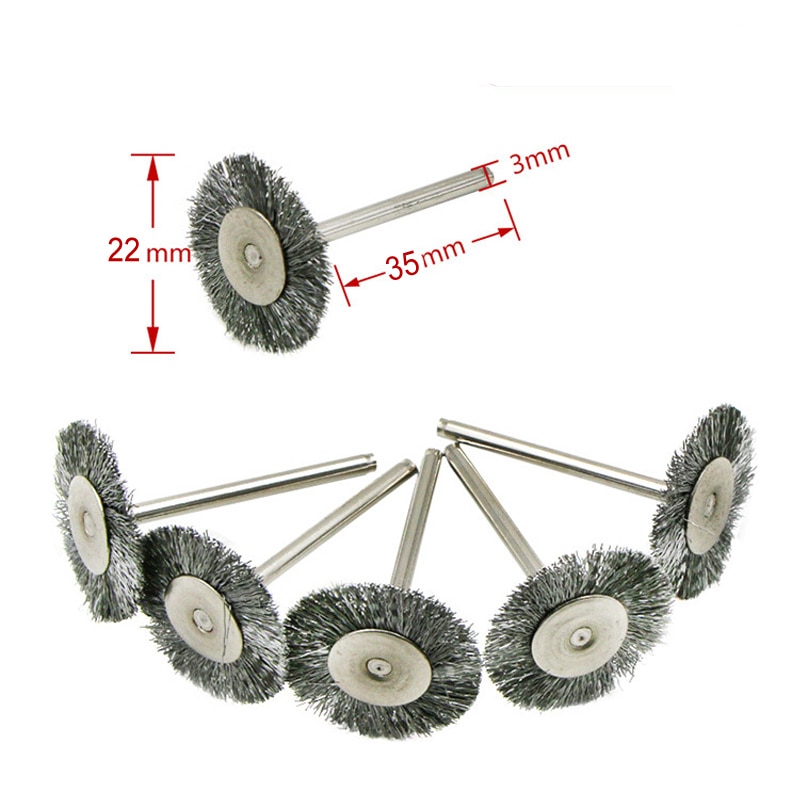 10 pcs/set 22mm Steel Wire Wheel Brush Silver Color Steel Wire Brush Drill Buit For Rotary Grinder Tool Cleaning Polishing Brush