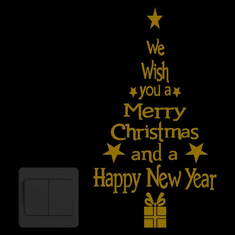 Merry Christmas Tree Glow in the Dark Wall Stickers Happy Year Shop Window Home Decor Switch DIY Decoration Luminous Sticker