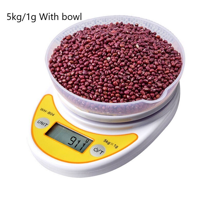 5kg /1g 1kg/0.1g Balance numérique Portable LCD balances électroniques balances de cuisine Balance alimentaire postale mesure poids 1Pc: 5kg 1g With bowl
