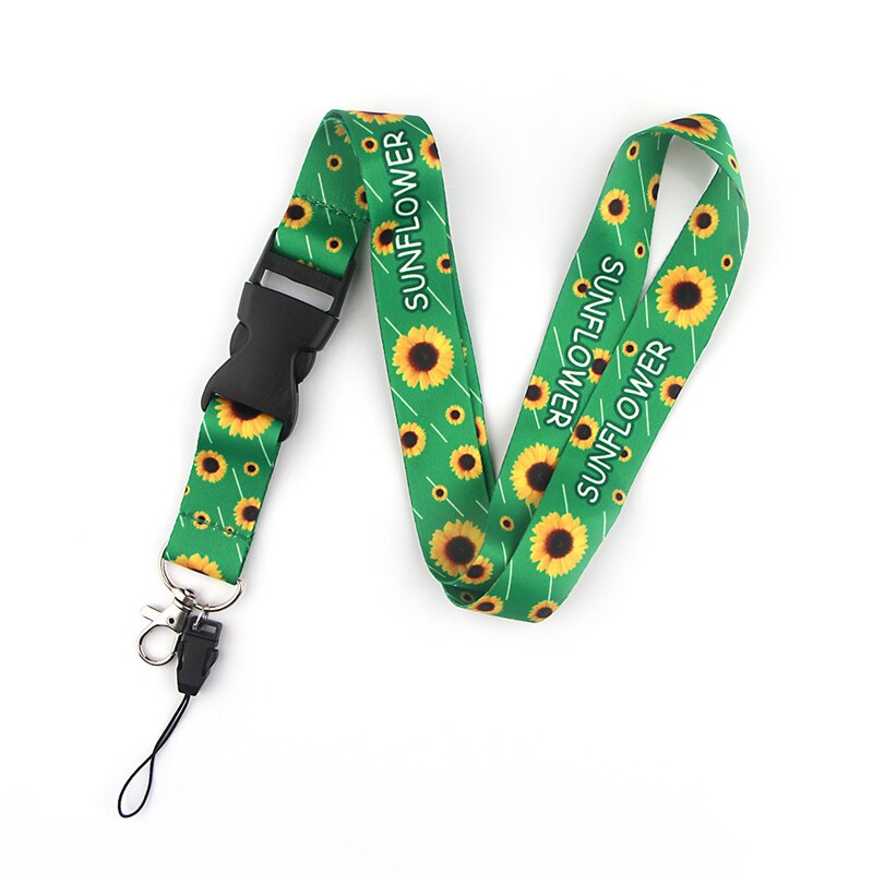 Correa de cuello con girasoles y flores de arte, sujetadora de tarjetas de identificación, llavero, correa de teléfono móvil, , correas, collar, 24 Uds.: 3
