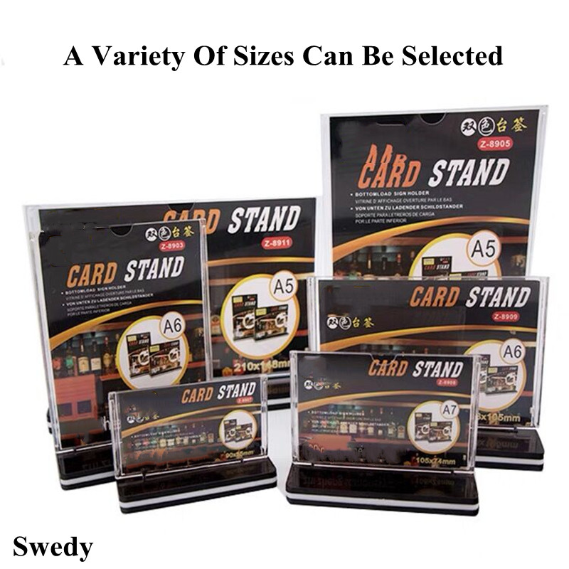 55x90mm T Shape Double Sided Table Top Acrylic Sign Holder Display Stand Upright Photo Picture Frame Wedding Menu Ad Holder