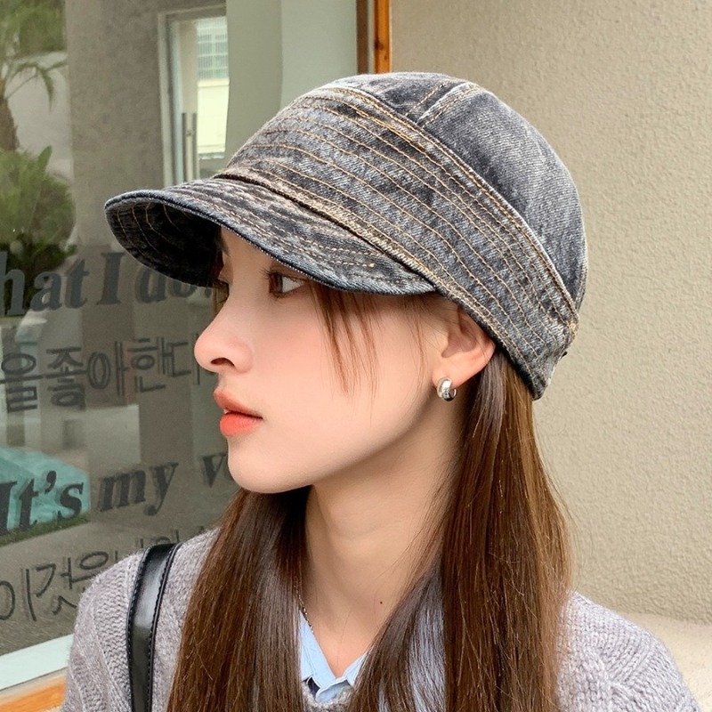 Gorra vaquera de ala suave para mujer, sombrero de pescador antiguo lavado Retro pequeño, sombrilla plegable, sombrero ecuestre