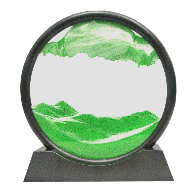 Sablier 3D avec étagère, paysage de sable profond, peinture de sable mouvant, image d&#39;art en mouvement, décoration de bureau pour la maison: G / 12 inch
