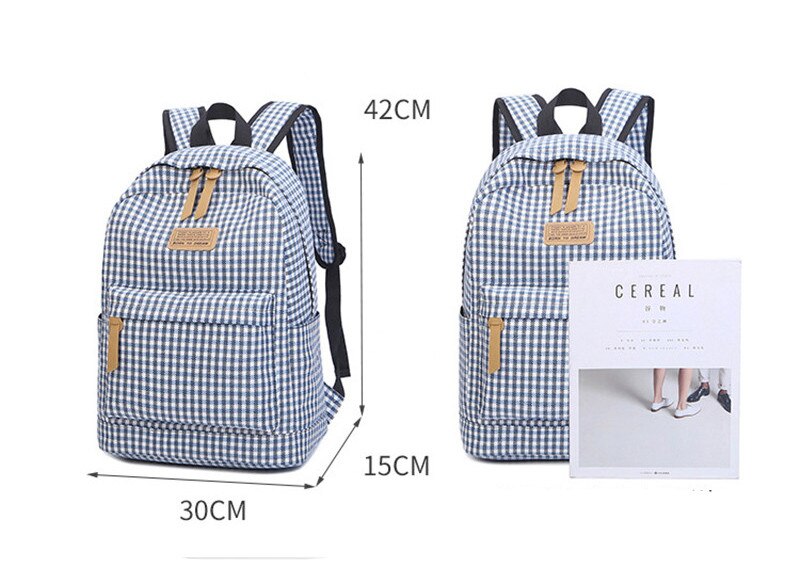Casual damesrugzak canvas tas rugzak geruite schooltassen voor tieners meisjes laptoptas bolsa mochila