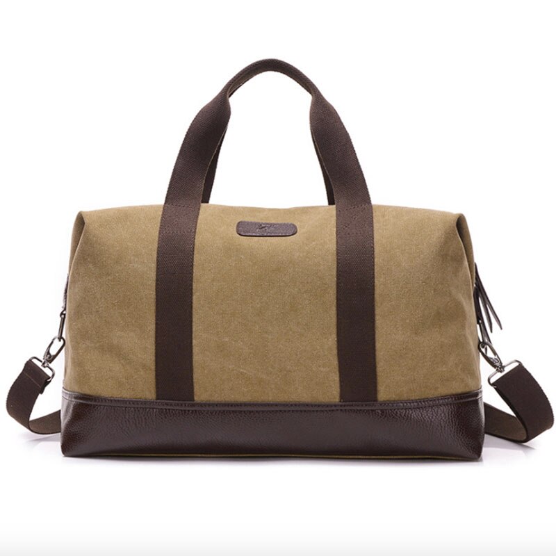 Real Tassen Kvky Casual Vintage Messenger Bag Canvas Solid Unisex Grote Capaciteit Tote Cross-Body Klassieke Handtas: Khaki