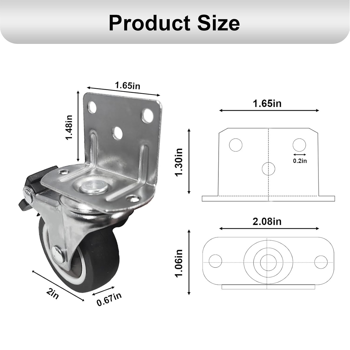 4pcs Furniture Casters Wheels Soft Rubber Swivel Caster Quite Roller wheels for trolley Baby Crib Bed Wheels Household Accessory