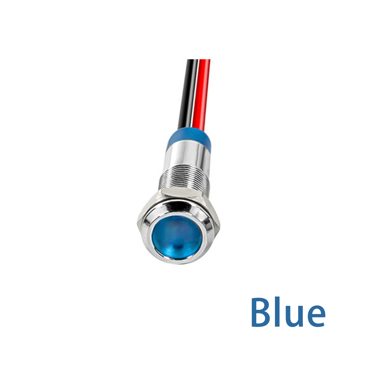 Indicador de luz LED de advertencia de Metal, 6mm, resistente al agua IP67, lámpara de señal piloto, interruptor de cables de 6V, 12V, 24V, 220V, rojo, azul, blanco, amarillo y verde: Blue / 6V