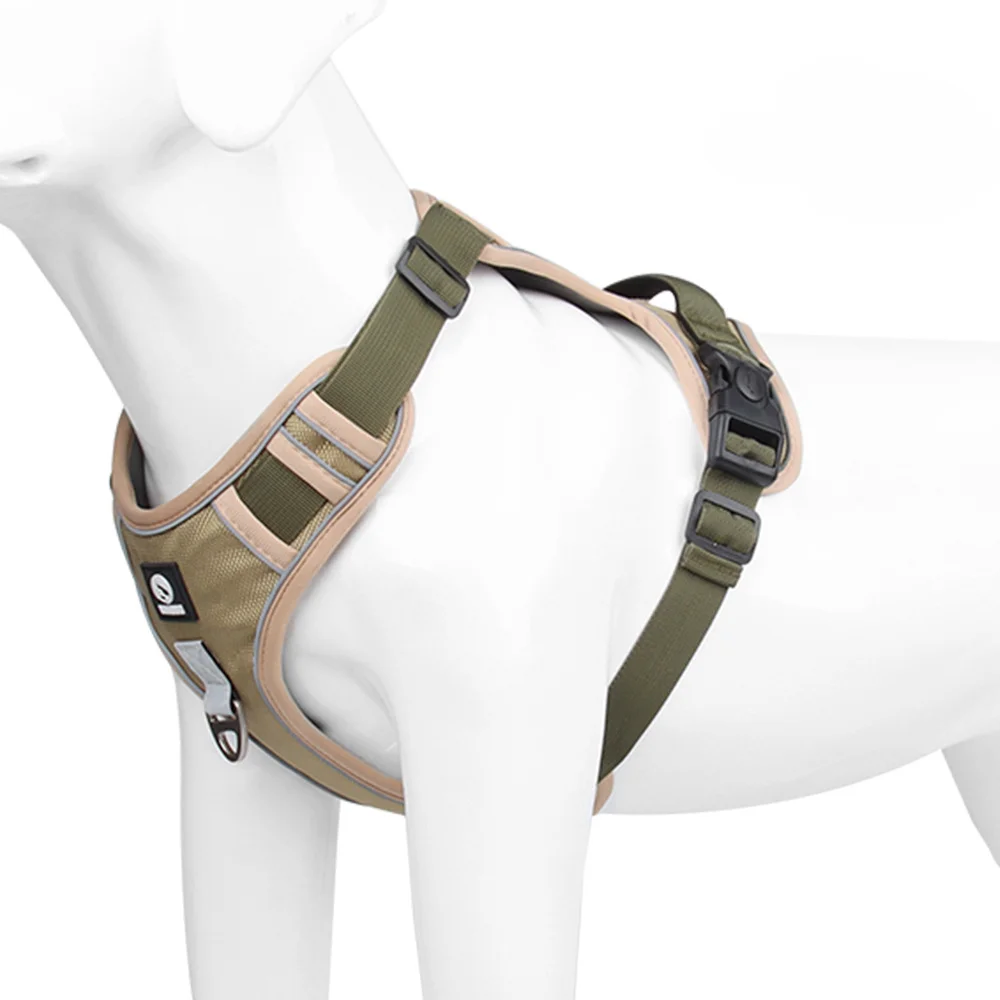 Dog Leash Explosion-proof Punch Handle Multifunctional Chest Back Large Dog Rope Reflective Pet Chest Strap: 4XL / GRAY