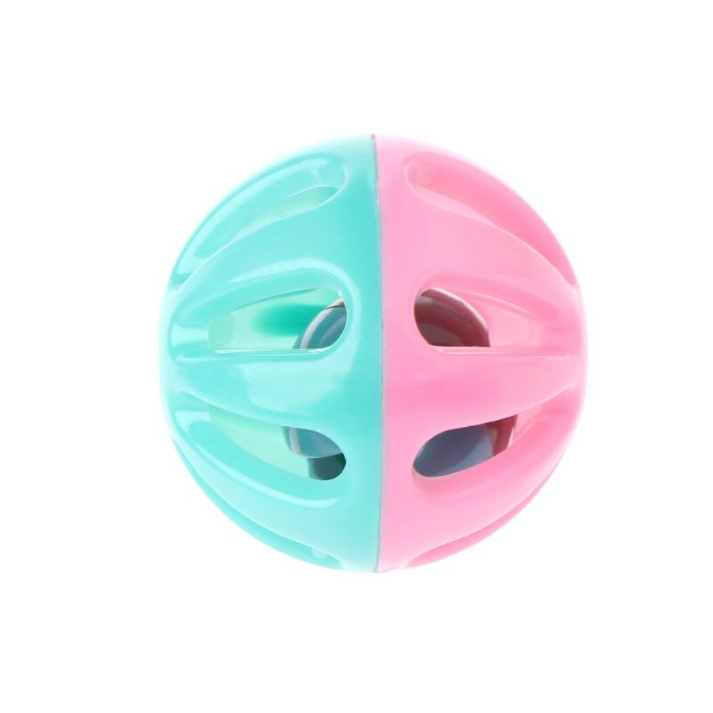 10 Uds juguete Hamster Chinchillas gatos perro redondo de plástico hueco doble Color campana bola Juguetes