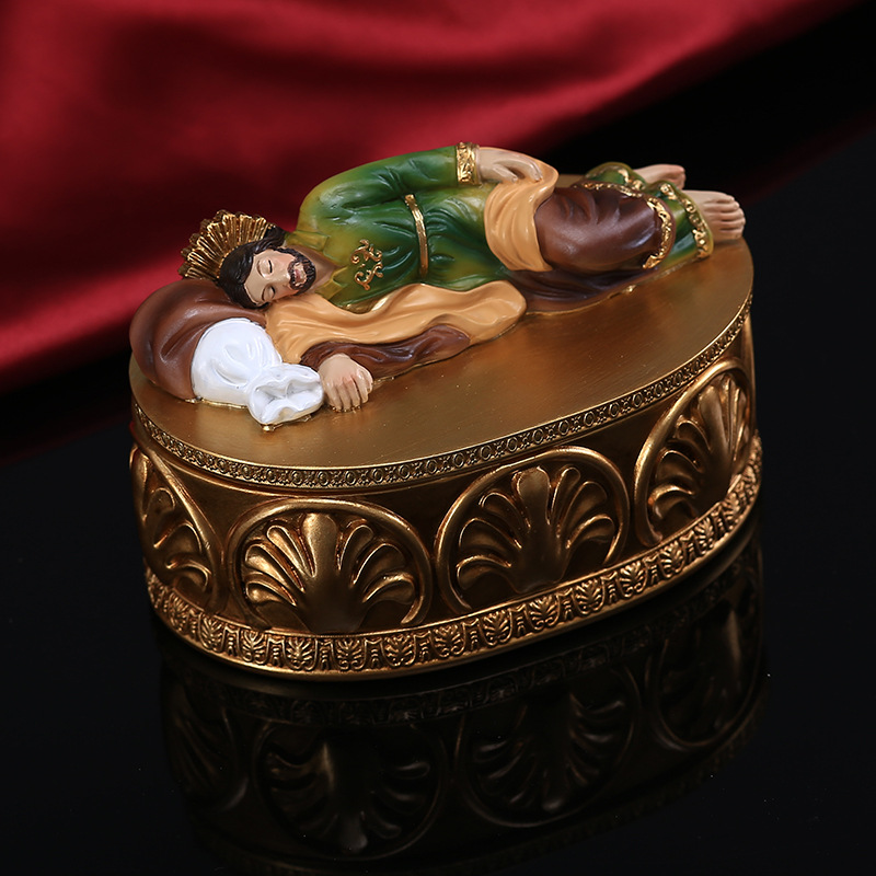 Homhi Saint Joseph Jewelry Box Religious Ornaments Christian Desktop Decoration Resin Crafts Decoration Accessorie HBJ-075