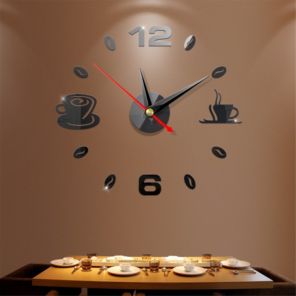 Reloj de pared grande de cuarzo 3D DIY, relojes decorativos grandes de cocina, pegatinas de espejo acrílico, reloj de pared de gran tamaño, letra para el hogar, decoración del hogar: 1