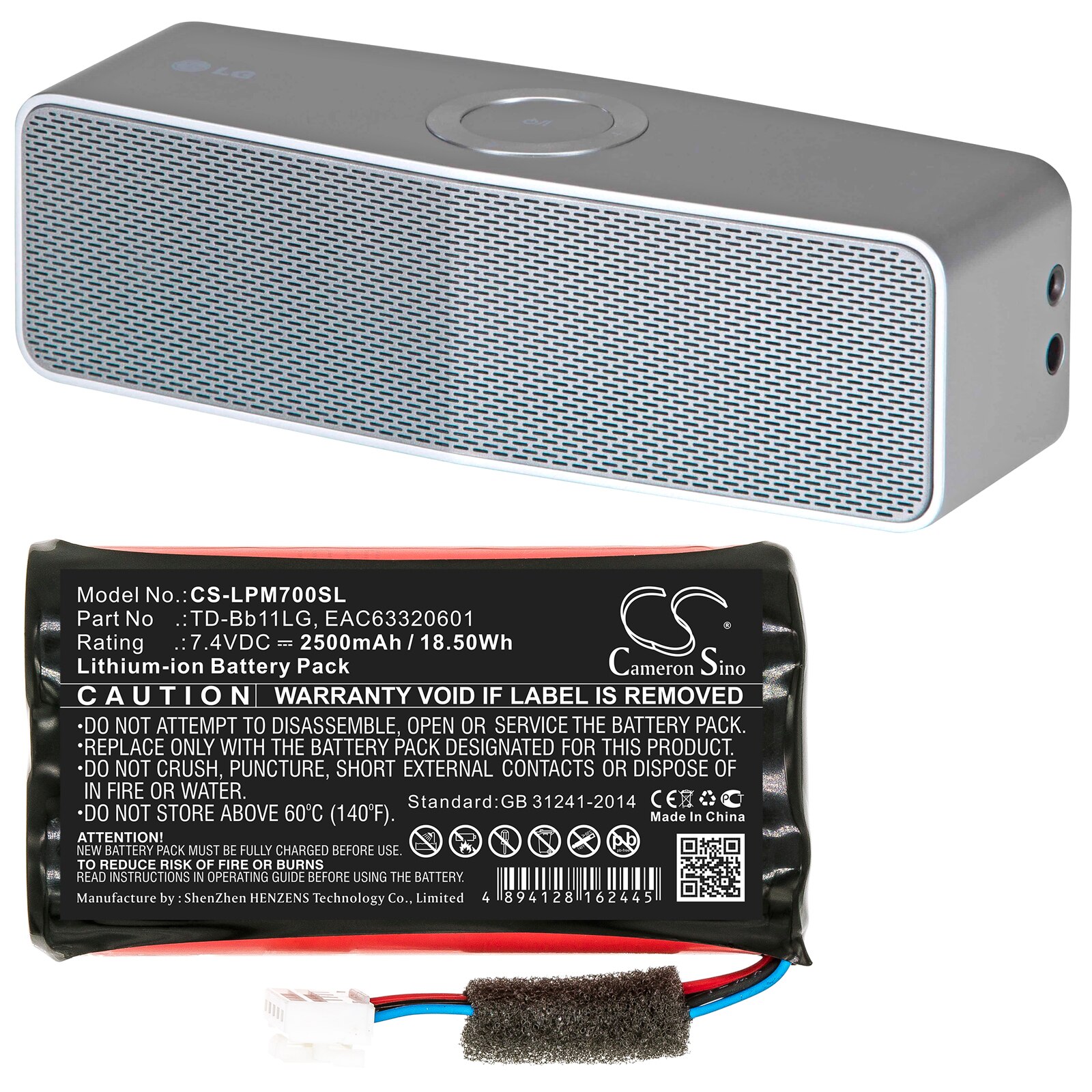 Cameron Sino EAC63320601 TD-Bb11LG For LG Music Flow P7 NP7550 PJ9 PJ9B PJS9W Bluetooth Replacement Battery Accu Batteria Accu