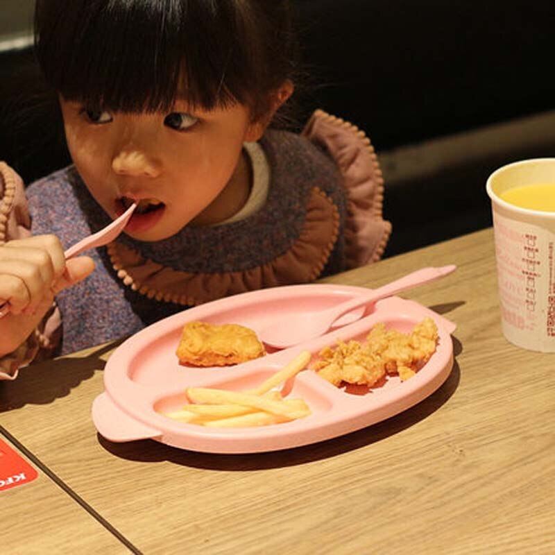 Cuencos de fibra de trigo Natural bonitos platos de bebé de dibujos animados vajilla de alimentación de bebé niños pequeños placa ambiental portátil