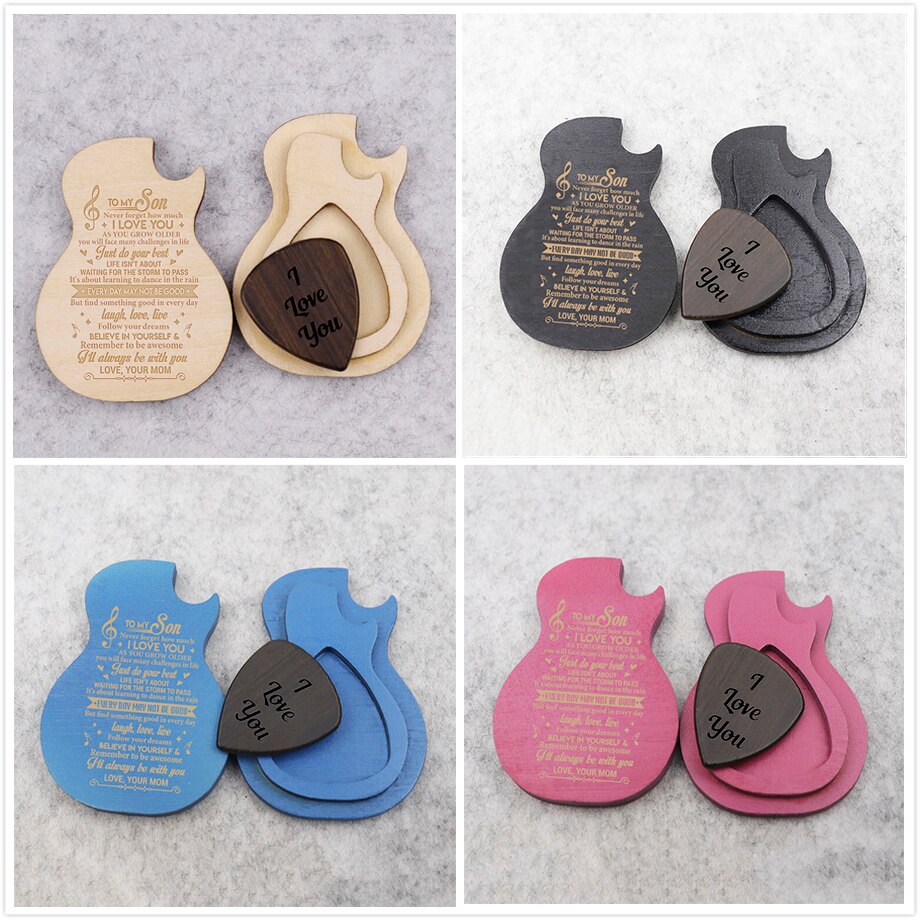 Holz Gitarre wählen Kasten elektrische gitarre Kasten liebhaber plektrum Kasten hochzeit gitarre freund musik Q00085 gravieren