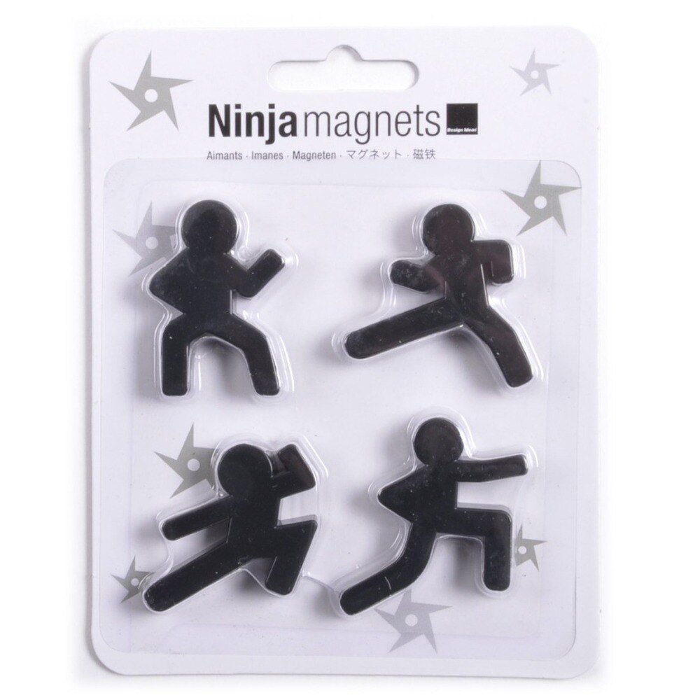 Ímã de geladeira ninja homem preto 4 embutido, decoração de casa, clipe de mensagem magnético