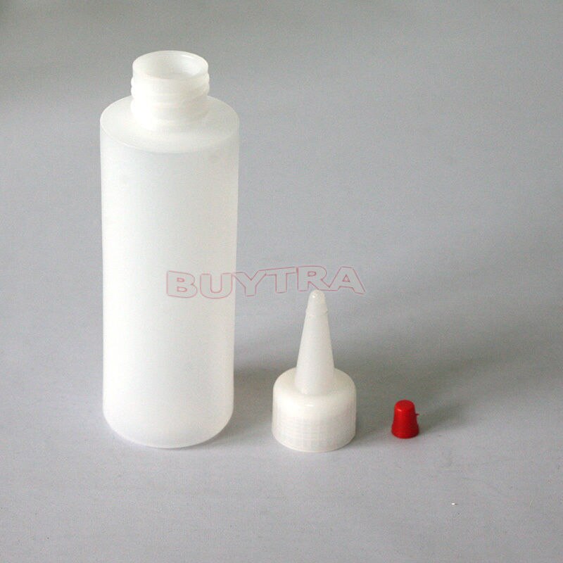 Small 4 OZ Clear Round Squeeze Dispensing Bottle with Removable Red Cap Refillable Bottles for Glue Lab Laboratory Supply