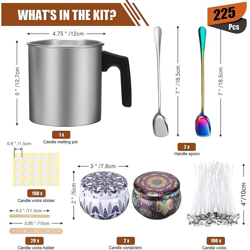 Candle Making Kit,Candle Making Pouring Pot,Candle Containers Candle Wicks,Candle Wicks Holder for DIY Candles Making