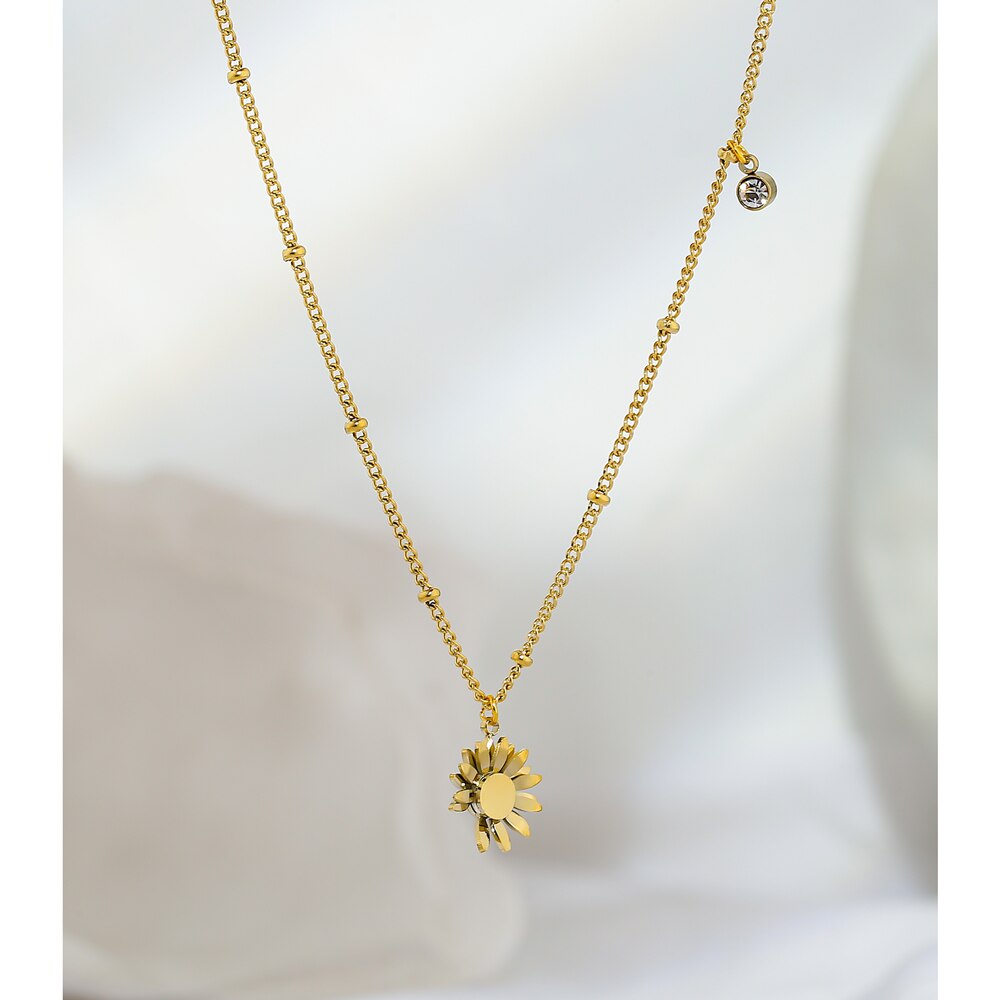 Yhpup 316 in Acciaio Inox Pendente Del Fiore Ciondola Collana in Oro 2020 Gioielli Alla Moda per le Donne di Modo Banale Della Collana Del Collare