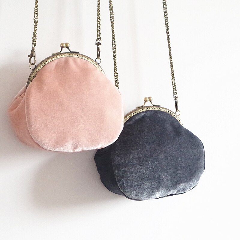 Bolso pequeño de terciopelo para mujer, con cierre de Retro Chic Vintage, bolso cruzado clásico de noche, bolso para teléfono móvil con cadena