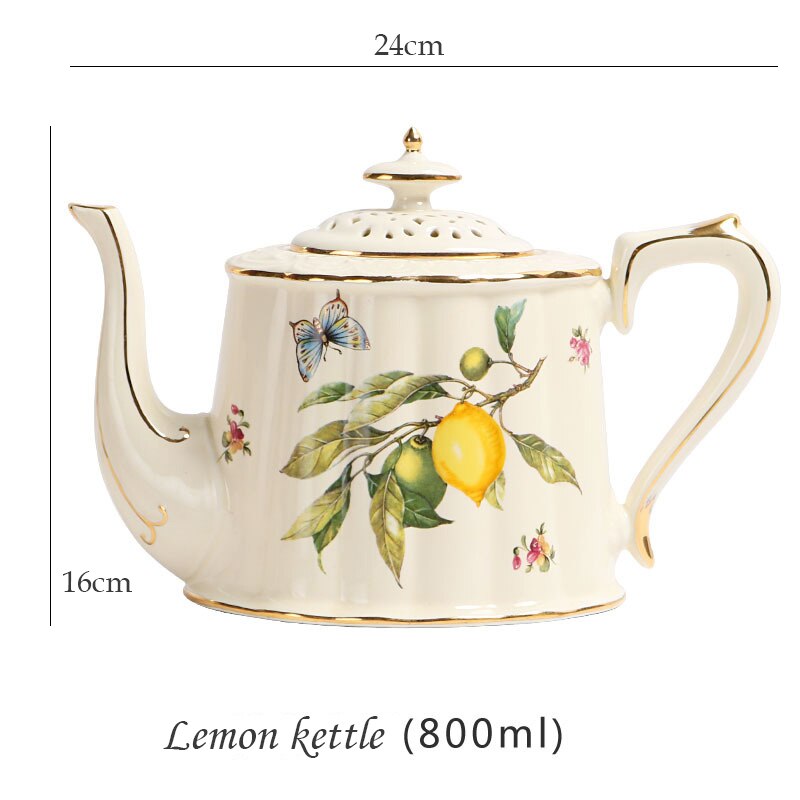 European Vintage Coffee Cup Saucer Set Ceramic Phnom Penh Teacup Teapot Home Kitchen Supplies Party Tea Set Housewarming: Kettle