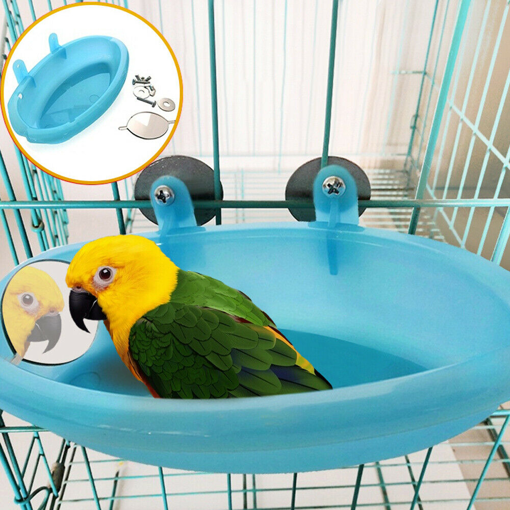 Fugl vandbadekar med spejl til kæledyr fugl bur hængende skål papegøjer parakit fugl bad