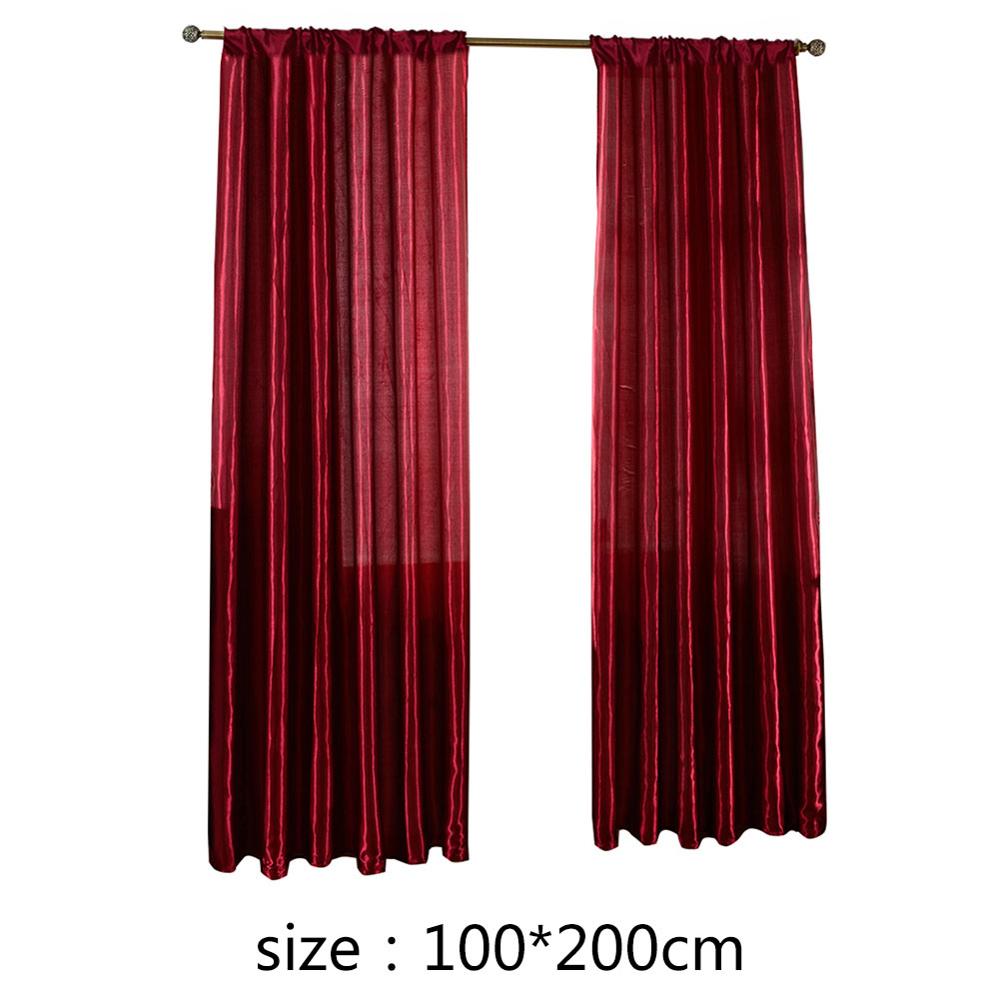 1pc 100 x 200cm solid satin dør vinduesgardin dekorative halvskygge gardiner til stue køkken soveværelse persienner: Rødvin