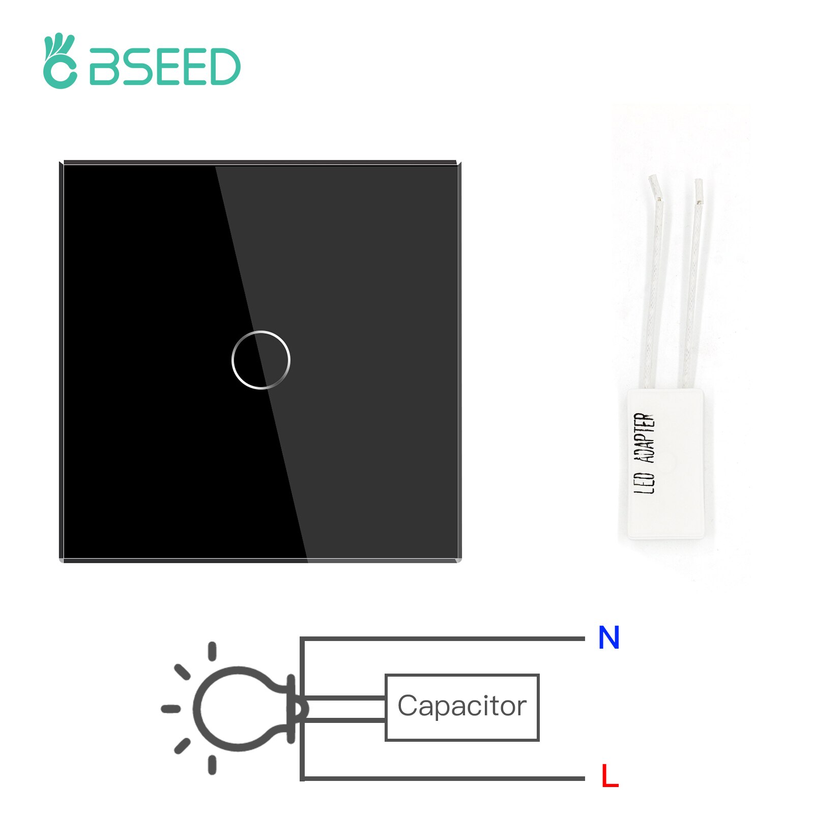 Bseed eu touch lysdæmper 1 gang 1 vej 2 vej 3 farver hvid sort gylden krystal panel smart touch screen lysdæmper