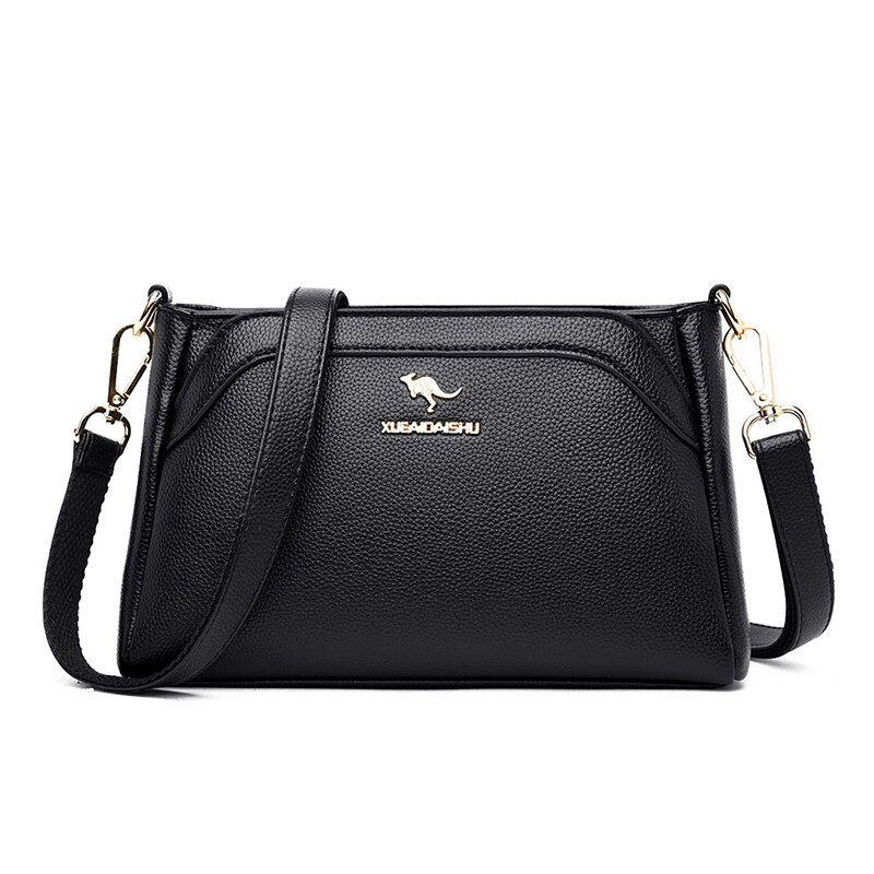 OLD TANG Shoulder Messenger Bags For Women Soft Leather Crossbody Bags Sac a Main Bolsa: Black