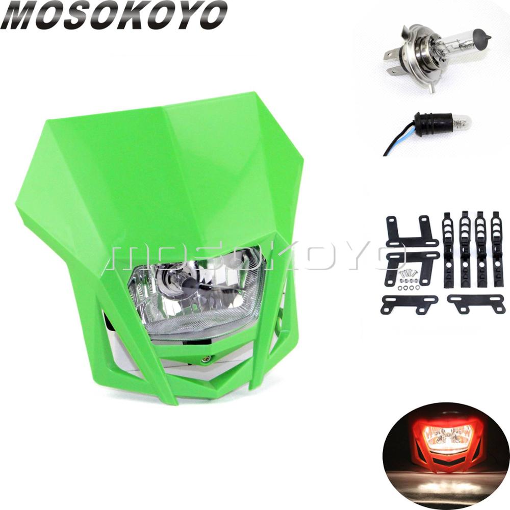 MX Enduro Headlight Pit Dirt Bike Front Lights for Kawasaki KLX150 KX65 KX85 Dual Sport Head Light