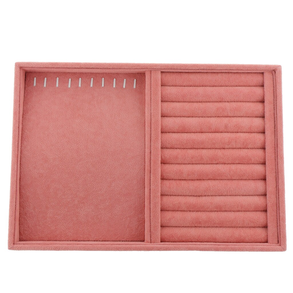 Pink Velvet Stackable Jewelry Tray Showcase Necklace Studs Display Organizer: 7